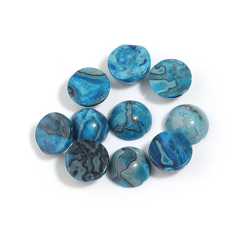 10pcs/lot Round Blue Wave Pattern Circular Cabochon For Jewelry Making Natural Stone Beads DIY Earring Bracelet Rings Necklace