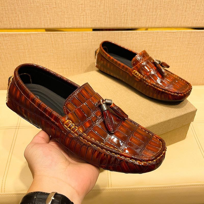 Pacecraft Shoes Men's Driving Loafers, Soft Microfiber Leather with Metal Decoration, Breathable & Comfortable, 4 Colors, Sizes 39-48