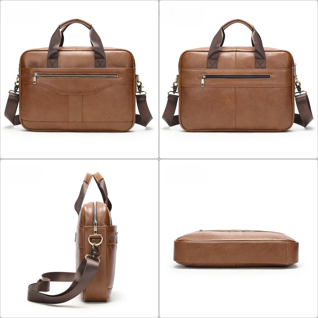 Men's Genuine Leather Briefcase Business Crossbody Bag Vintage Head Layer Cowhide Laptop Bag