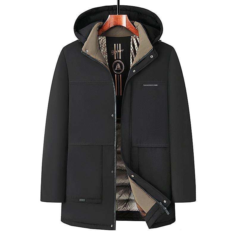 Мужская зимняя куртка с капюшоном — теплое, ветрозащитное и толстое пальто на флисовой подкладке с карманами