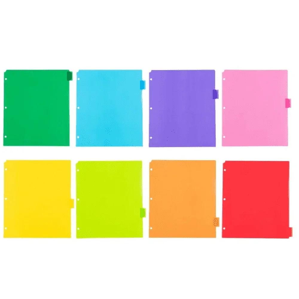 8 Разноцветных пластиковых разделителей с пустыми вставками для организации папок, для школы, офиса, дома, 9,75 x 11,5 дюймов
