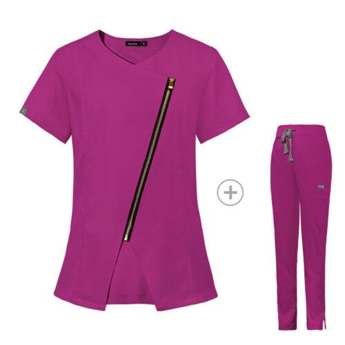 Hospital Doctor Nursing Uniform Summer V Neck Short Sleeve Slim Fit Tees Scrub Tops Beauty Salon Workwear Clinical Scrubs Blouse