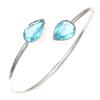 Swiss Blue Quartz Gemstone Handmade Silver Jewelry Cuff Bracelets 7''Adjustable