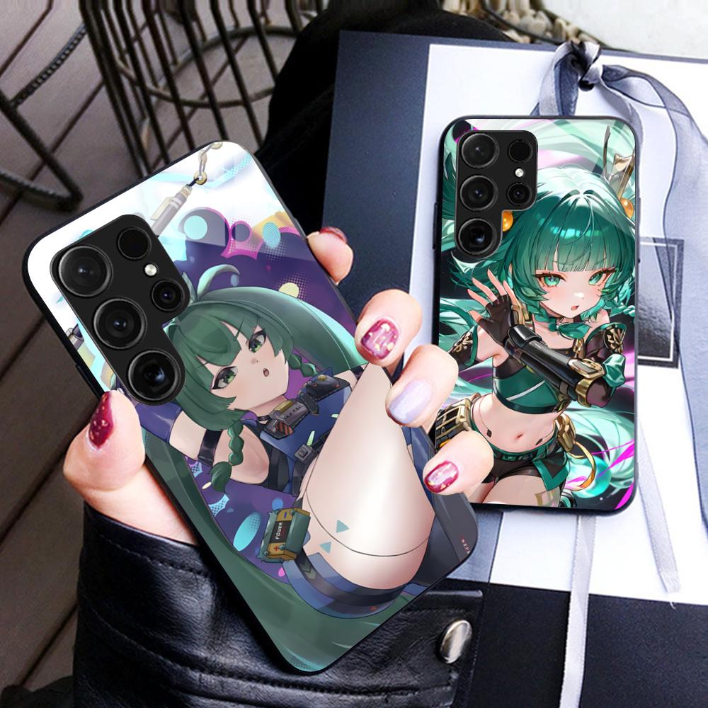 Zenless Zone Zero QingYi Phone Case for Samsung Galaxy S25 S24 S23 S22 S21 S20 Note20 Plus FE Ultra Glass Colorful Cover Luxury