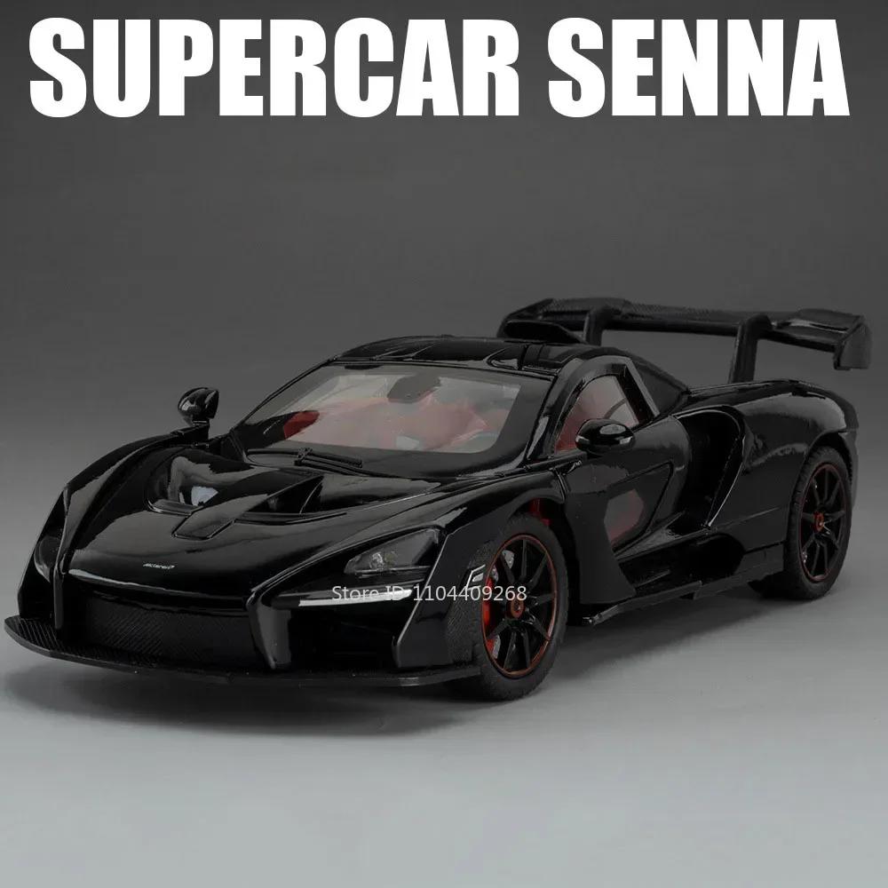 1:24 Senna 720S Sports Car Toy Model Alloy Diecast Light Music Miniature Supercar Doors Opened Models Boys Favourite Gifts Toys