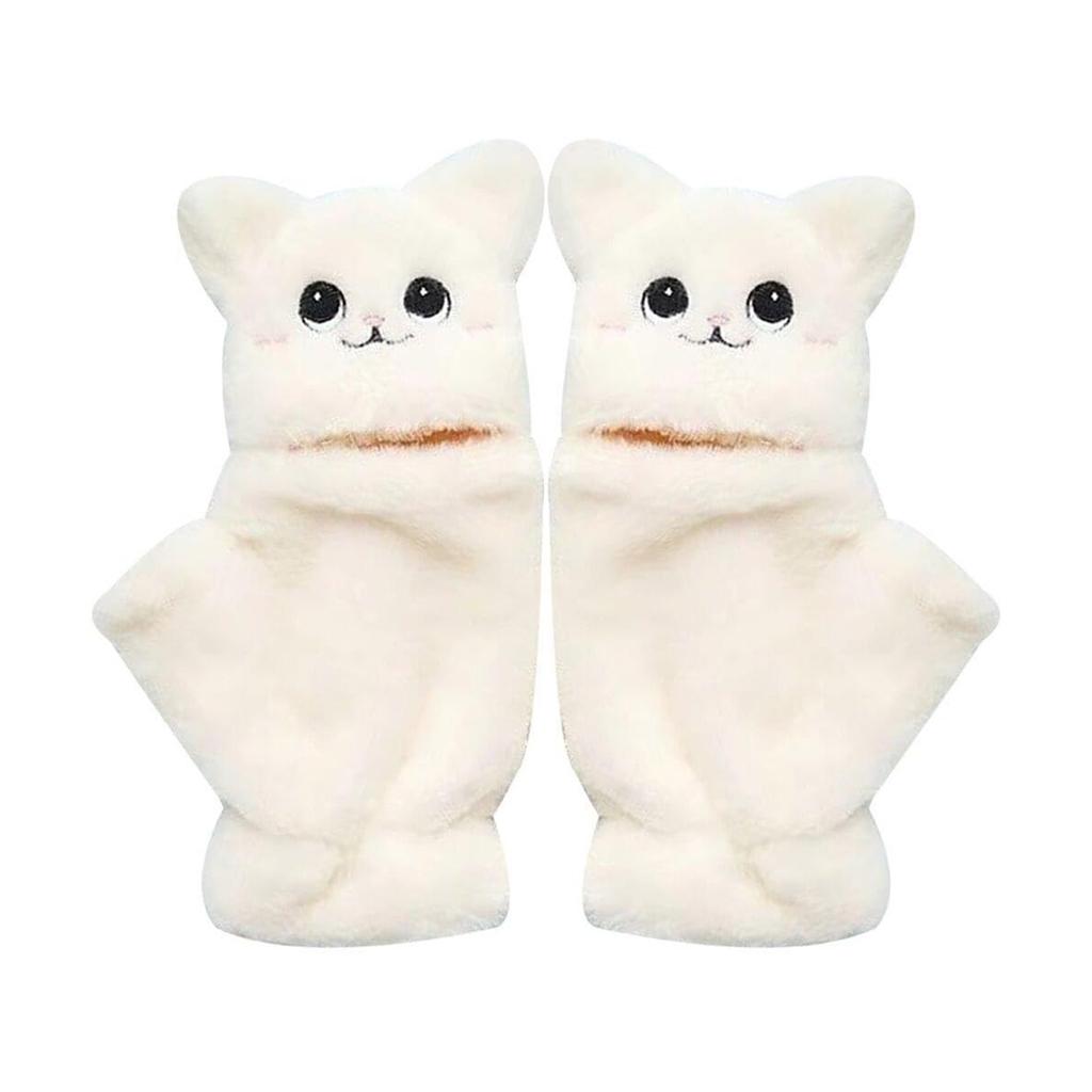 Зимние перчатки без пальцев из искусственного меха, шерстяные перчатки, термоизоляция, теплые варежки-трансформеры с откидной крышкой для женщин и девушек