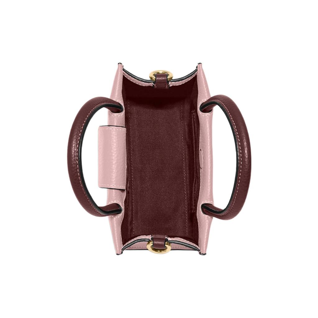 New COACH Cally High-Quality Pebbled Leather Handbag Shoulder Bag Crossbody Bag Mini Women's Pink & Burgundy CE598-IMV2G