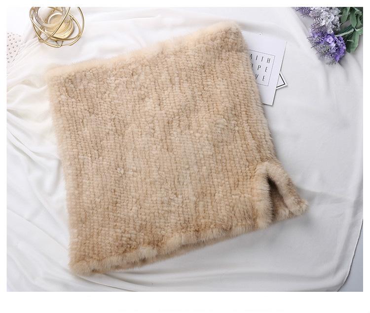 MWFur Fashion Mink Fur Warp Winter Fashion Shawl Hand Knit Luxury Mink Fur Scarf Wrap Collar Shawl Shrug