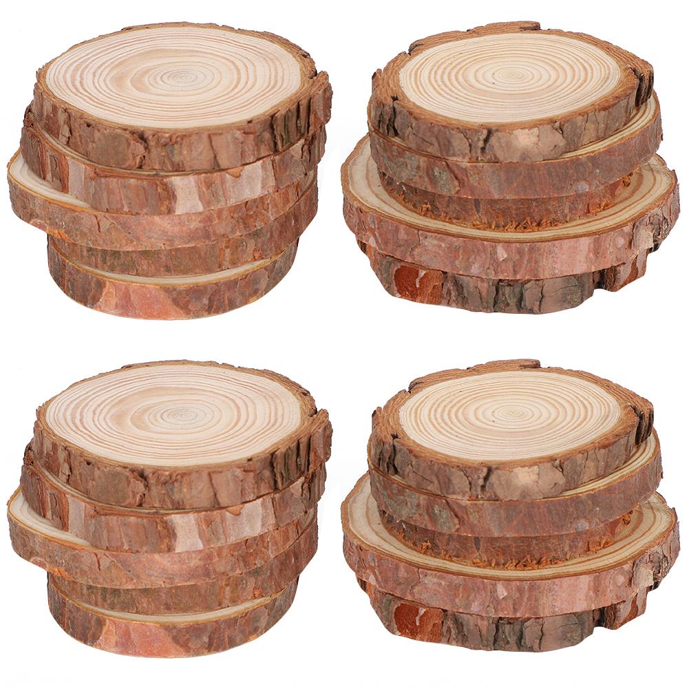 20pcs Pine Round Wood Slices DIY Wood Discs Crafts Home Decoration Photography Props