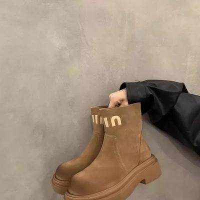 Ботинки Мартин на толстой подошве из коровьей кожи, женские новые осенне-зимние ретро-ботинки цвета ревеня, увеличивающие рост и стройнящие ботинки