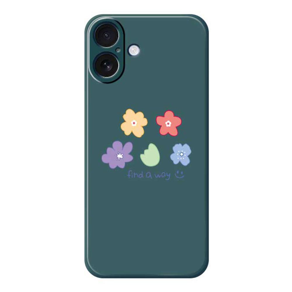 For iPhone 17 Case Five Colors Flowers Pattern Printing Straight Edge TPU Phone Back Cover