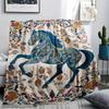 Flower Horse Print Flannel Blanket, High quality Comfortable for All Seasons, Home Decor, Warmth and Comfort, Perfect for Christmas Gifts