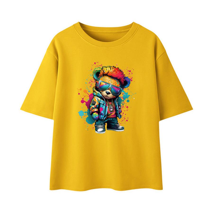 Cool Bear With Stylish Glasses Heat Transfer Sticker, DIY Colorful Animal Iron-On Decals For Clothes, T-Shirt Making, Pillow Decorating