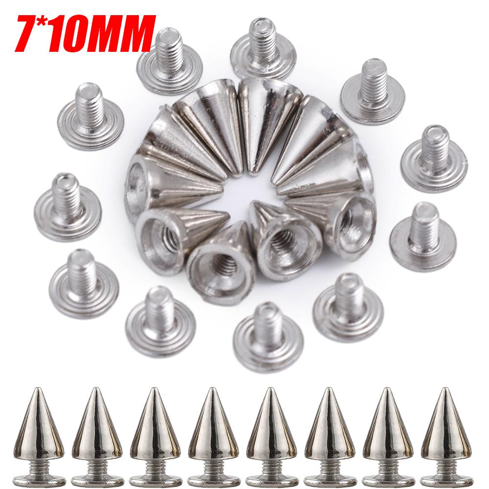 Двойные колпачки Серебряные заклепки Конические гвоздики Серебряные круглые конические шипы DIY Панк Конические гвоздики Обувь Одежда Гвоздь Заклепки Ручной работы