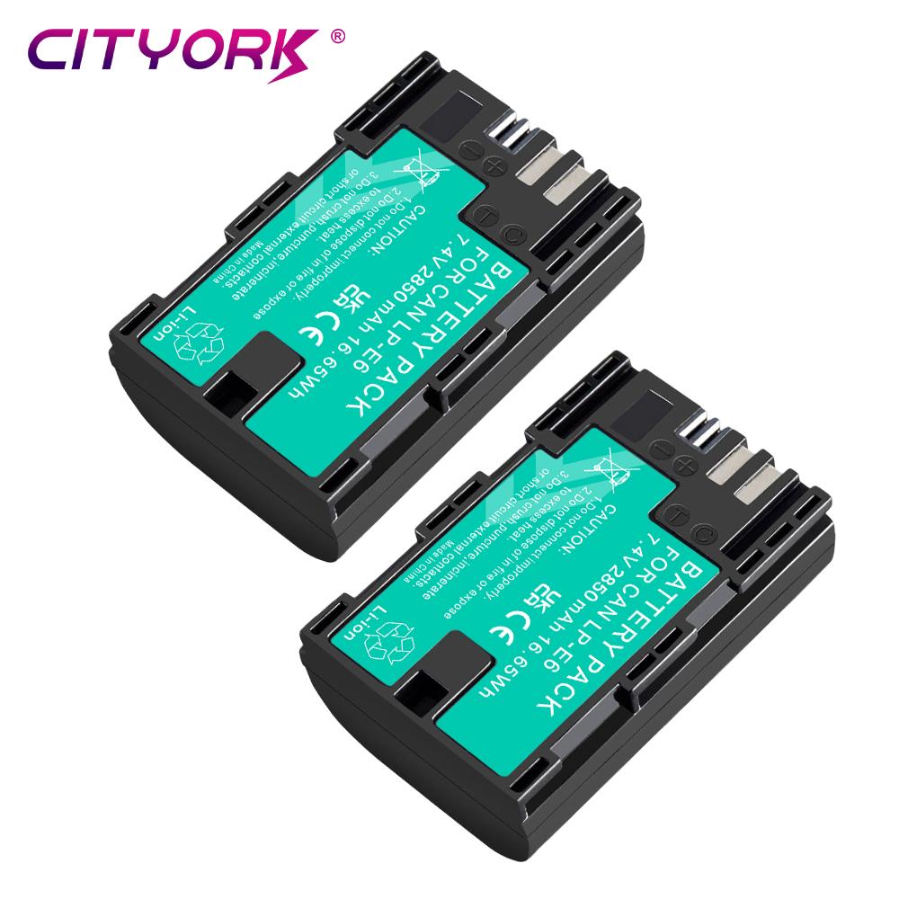 Cityork Lp e6 LP-E6 аккумулятор 2000 мАч + ЖК-двойное зарядное устройство для камеры Canon EOS 5DS R 5D Mark II 5D Mark III 6D 7D 70D 80D