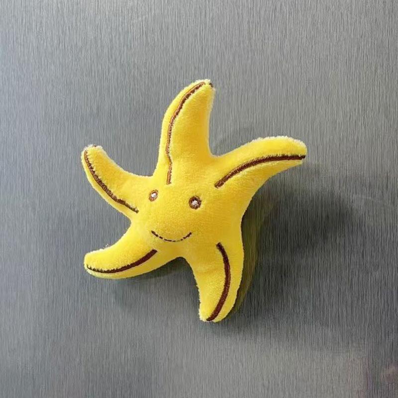 Plush Ocean Animal Refrigerator Magnet Set Including Bright Red Lobster And Cheerful Sea Star