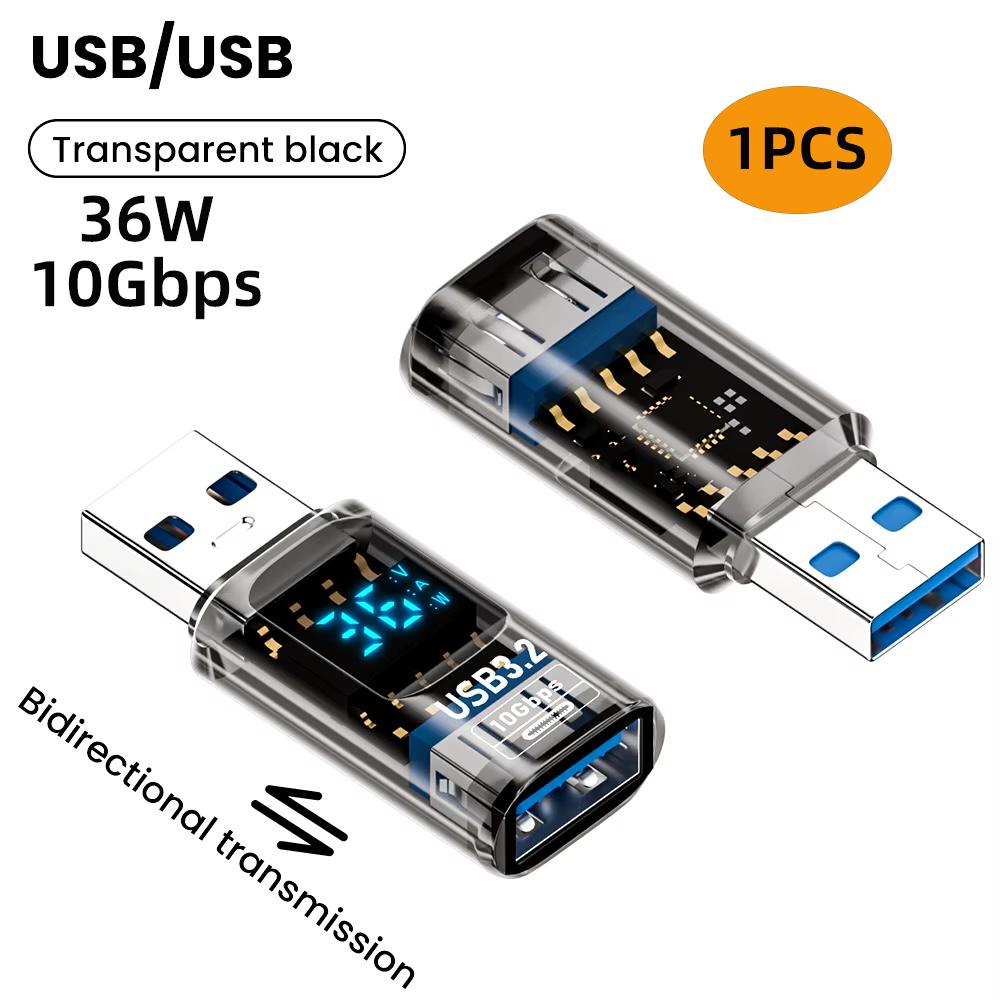 Адаптер USB 3.2 с цифровым дисплеем 10 Гбит/с USB папа на USB мама Конвертер Быстрая зарядка Передача данных Адаптер USB C для ПК Ноутбука