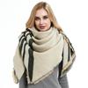 Autumn Winter Women's Wide Striped Scarf Geometric Pattern Shawl Thick Warm Scarf
