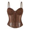Women's  Sexy LaceBack Zip Corset Top Bustier G-string Body Shapewear