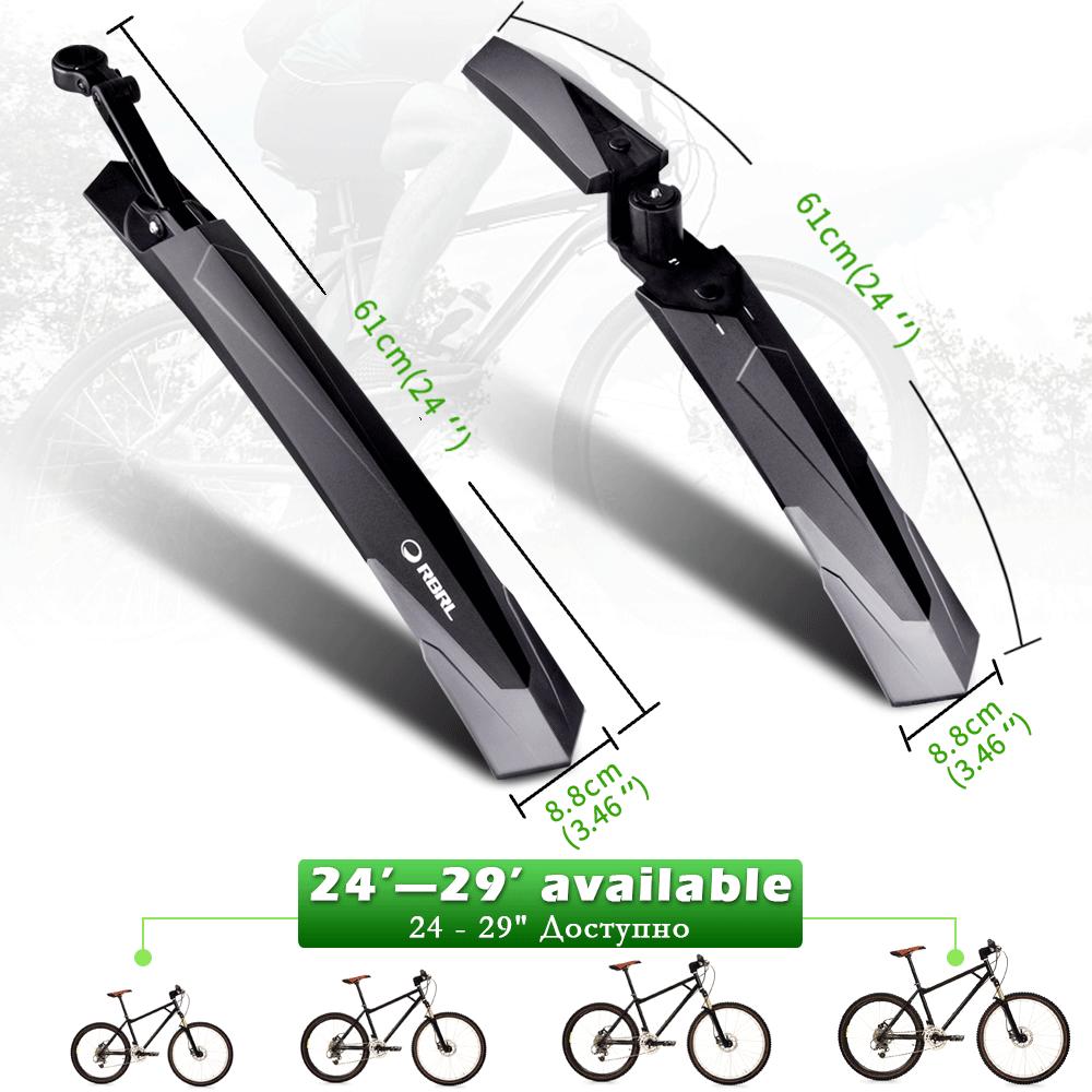 RBRL Bicycle Fender Widen Lengthen Adjustable 24-29'' Mountain Bike Mudguard Durable Anti Shake MTB Quick Release Wings E