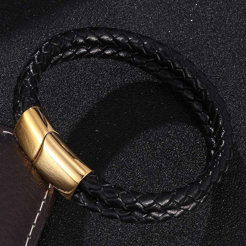 Jewelry Of Men Black Braided Leather Bracelet Cuff Bracelet Bangle Fashion Gift