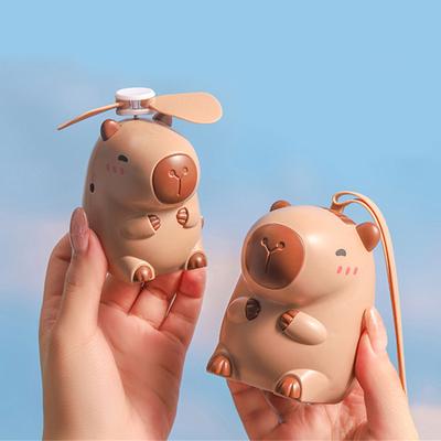 Мультяшный USB-вентилятор Милый вентилятор в форме капибары Удобный дорожный вентилятор Легкий шейный вентилятор Ручной вентилятор для офиса и использования на открытом воздухе