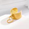 French Retro Stainless Steel Heart-Shaped Hollow Pendant Ring for Women Fashion Metal Five Pointed Star Chic Finger Ring Jewelry