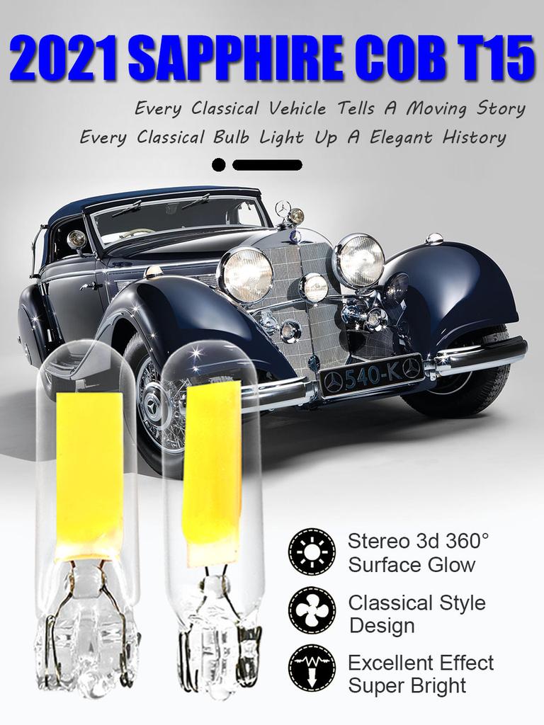 2 шт. Сапфировый COB T15 Светодиодный W16W Прозрачный Автомобильный Сигнальный Фонарь Стеклянная Лампа 902 921 Без Драйвера Задний Ходовой Огонь Белый 6000K 12В