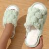 Women Fashion Fur Slippers Fluffy Warm Plush Slippers Woman Flat Non Slip Indoor Slides Open Toe Warm Non-slip Cotton Slippers