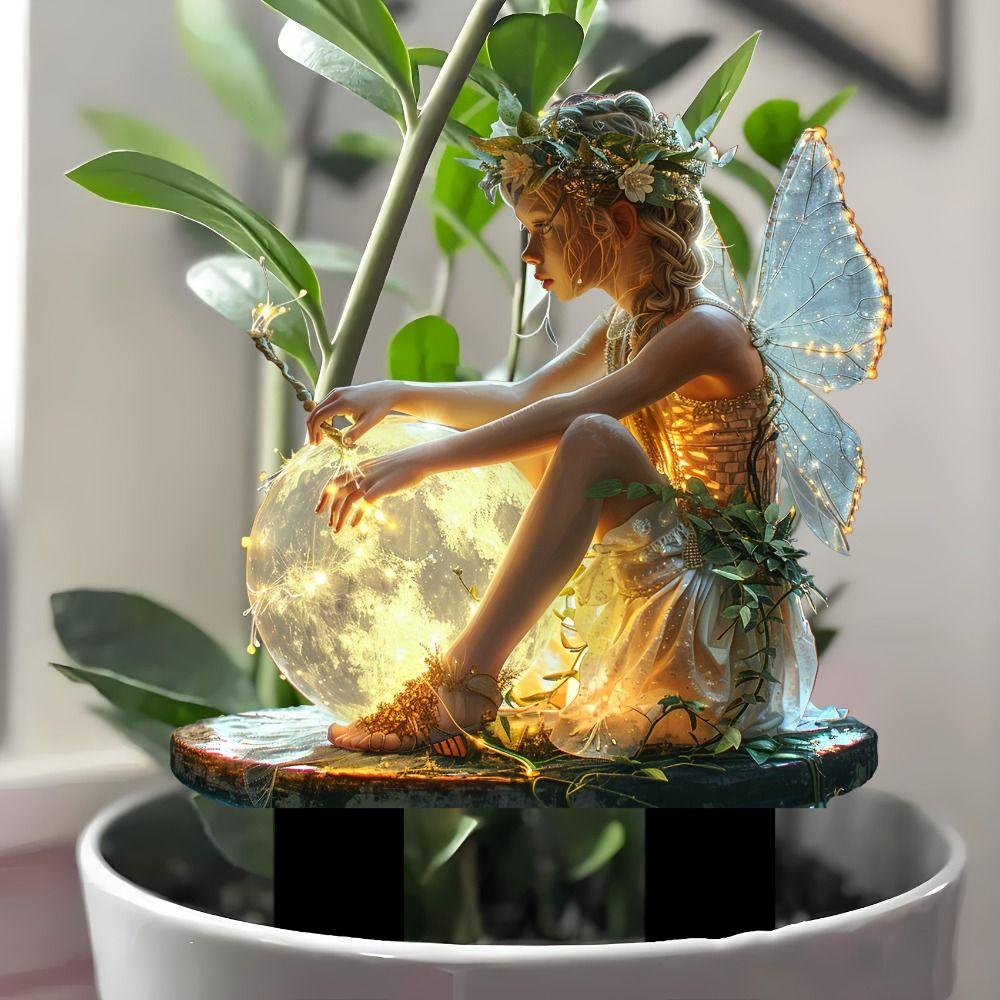 Catching Light Ball Design Fairy Mini Figurine Acrylic Garden Stake  Courtyard
