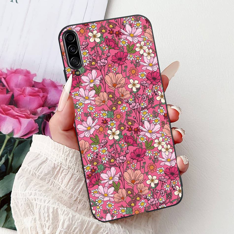 Чехол для телефона Samsung Galaxy A90 5G Чехол для Samsung A90 5G SM-A908B Элегантный Цветочный Кот Раскрашенный Черный Силиконовый Мягкий ТПУ Чехлы