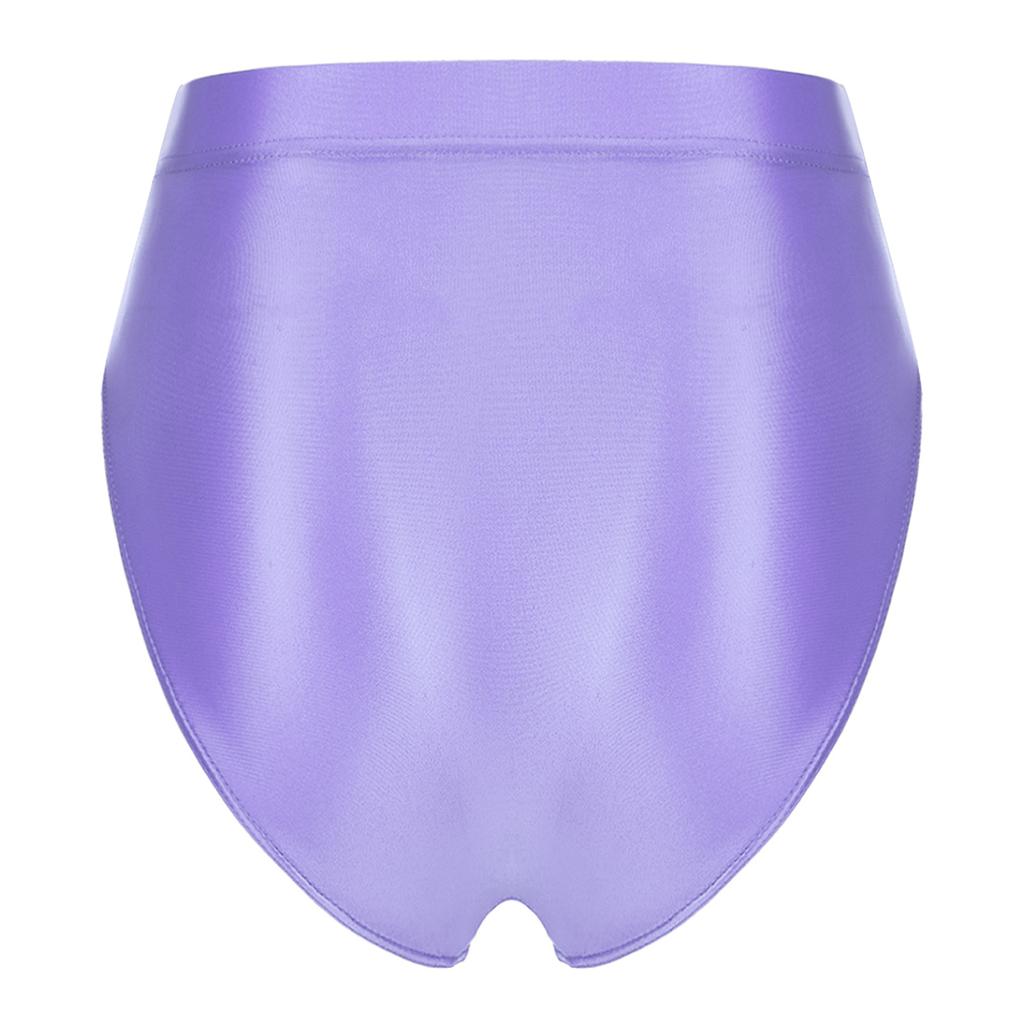 Womens Swimsuit Glossy Solid Color High Waist Briefs Underwear Swimsuit Bottom Beach Pool Party Sunbathing Swimwear