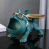 French Bulldog Figurine Key Storage Tray Big Mouth Sunglasses Dog Resin Statue Jewelry Trinket Keys Container Box Animal Desktop Decoration Ornament