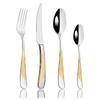 4Pcs Luxurious Flatware Cutlery Set Gold Tableware 18/10 Stainless Steel Mirror Polished Dinnerware Fork Spoon Knife Western Dinner Set
