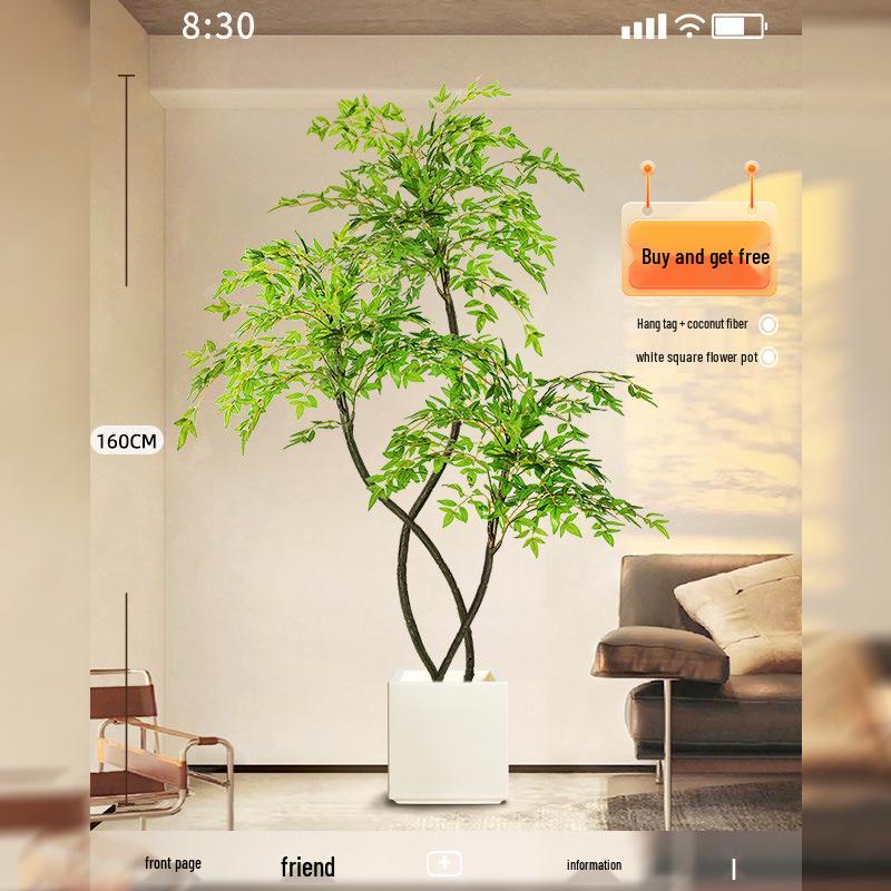 Нандина Роскошное Искусственное Дерево - Напольное Украшение для Помещений и Бионическое Зеленое Растение в Горшке