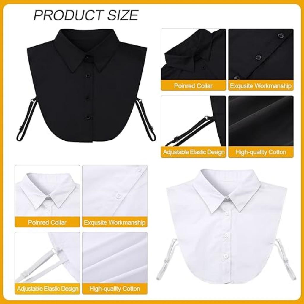4 Pcs Fake Collar Blouse Dickey Collar for Women Detachable Collar False Half Shirts Sweep Shirt Extender Adjustable Layering Fa