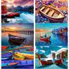 New 5D DIY Diamond Painting Sea View Diamond Embroidery Sailboat Cross Stitch Full Round Drill Home Decor Manual Art Gift