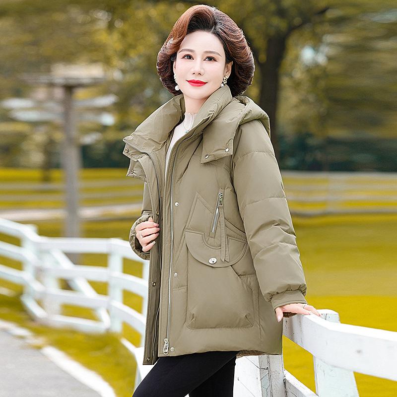 Пуховик женский средней и длинной длины, зимний, толстый и теплый, с капюшоном, для женщин среднего и пожилого возраста