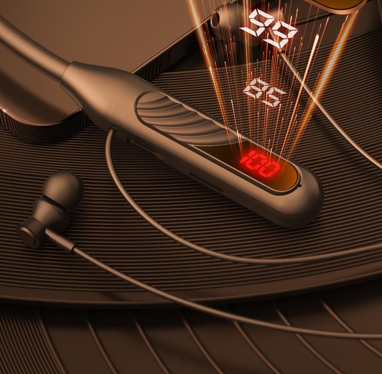 Спортивные Bluetooth-наушники-ожерелье BT-8 со слотом для карты, аккумулятором большой емкости, цифровым дисплеем и шумоподавлением