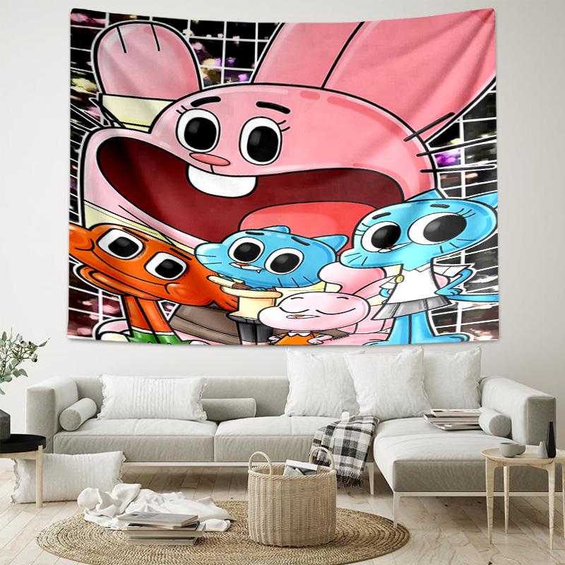 1pc The Amazing World of Gumball Tapestry, Living Room, Bedroom, Office, Party Decor, Ideal Festive Gift