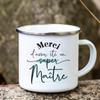 Merci Maitre Printed Mugs Creative Coffee Tea Cups Drinks Water Milk Enamel Mug School Home Handle Drinkware Gifts for Teacher