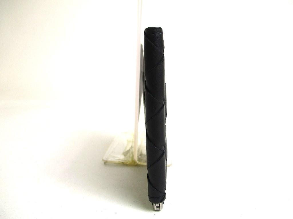 Оригинальный кожаный кошелек для купюр BOTTEGA VENETA Intrecciato черного и синего цвета #a469, восстановленный