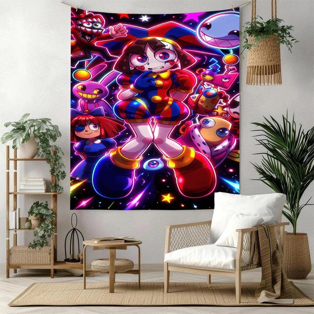 Digital Circus Wall Decor Tapestry Art For Pet Memorial Birthdaywedding Party Backdrop Family Gift