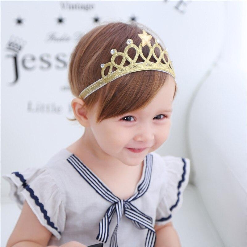 Повязка на голову с короной для новорожденных, Золотая корона принцессы, милая повязка для волос для маленьких девочек, детские диадемы, реквизит для фотосессии, аксессуары для волос для маленьких детей