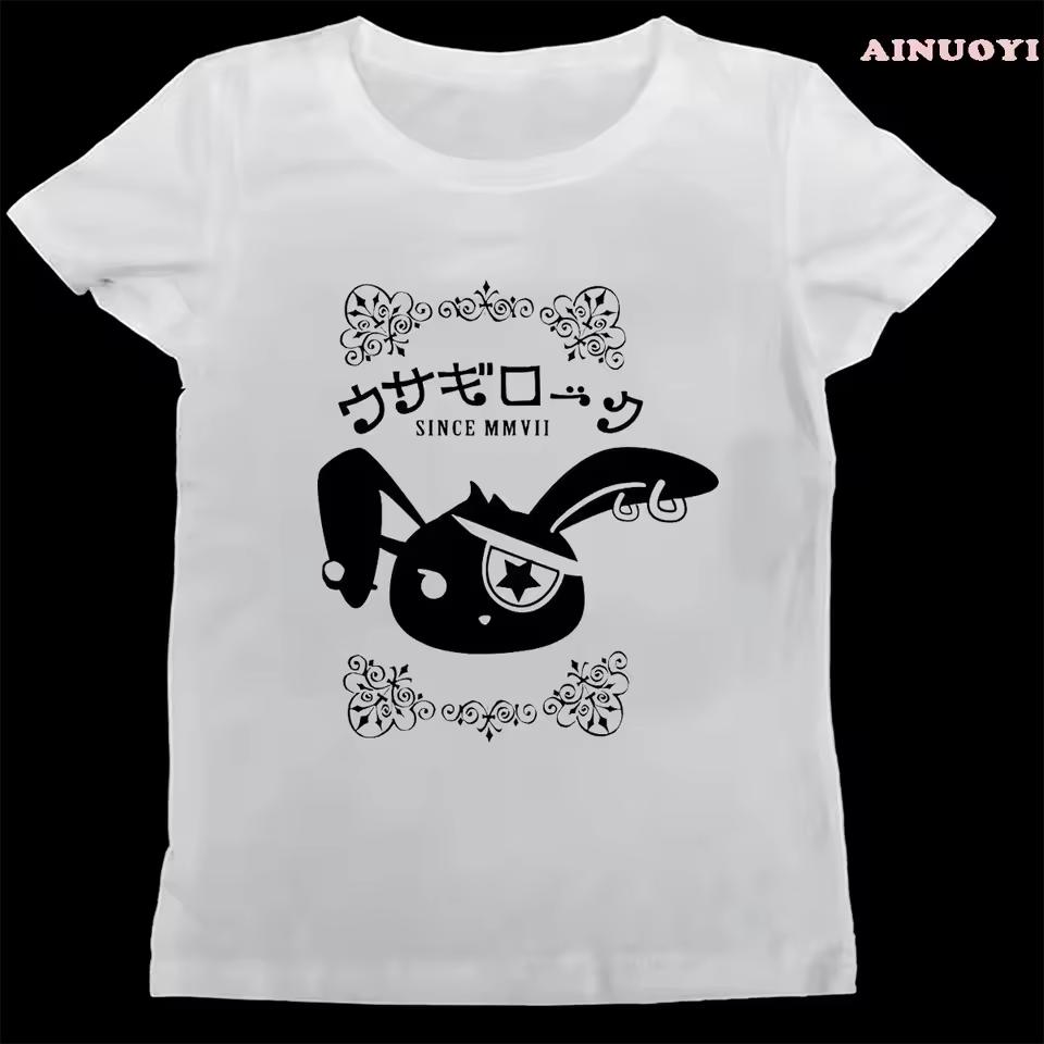Панк Кролик Футболка Пастельный Гот Кролик Готический Jrock Yami Kawaii Visual Kei Эмо Короткий Рукав Винтажный Графический Повседневный Женский Y2k Топы