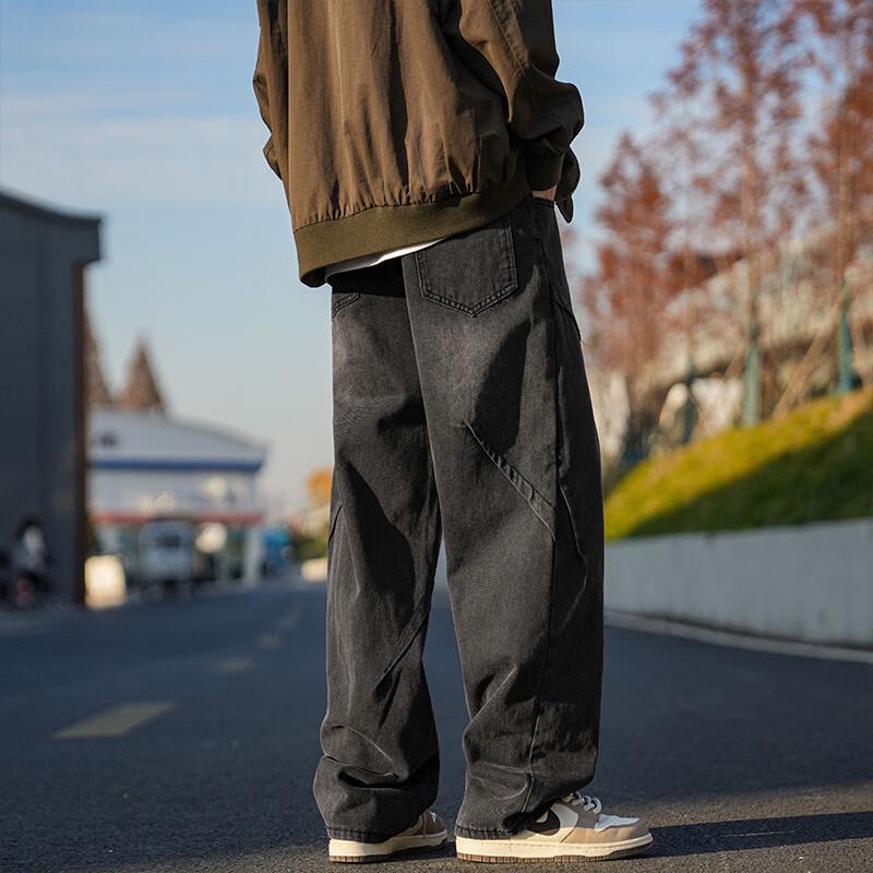 Мужские ретро джинсы Dingfengbaoluo свободного прямого кроя со складками ZW08