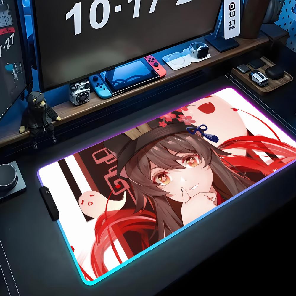 Hu tao Игровой коврик для мыши RGB Большой светодиодный коврик Настольный коврик для ПК Светящийся коврик для мыши Большие коврики для клавиатуры Настольный коврик с подсветкой