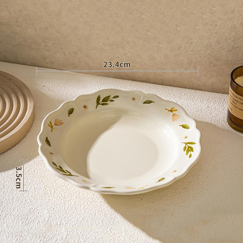 Ретро круглые цветы керамические тарелки ресторан изысканная обеденная тарелка современный стиль высококачественная бытовая посуда миски для риса