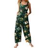 Womens Casual Overalls Jumpsuits Adjustable Straps Sleeveless Print Comfy Rompers With Pocket