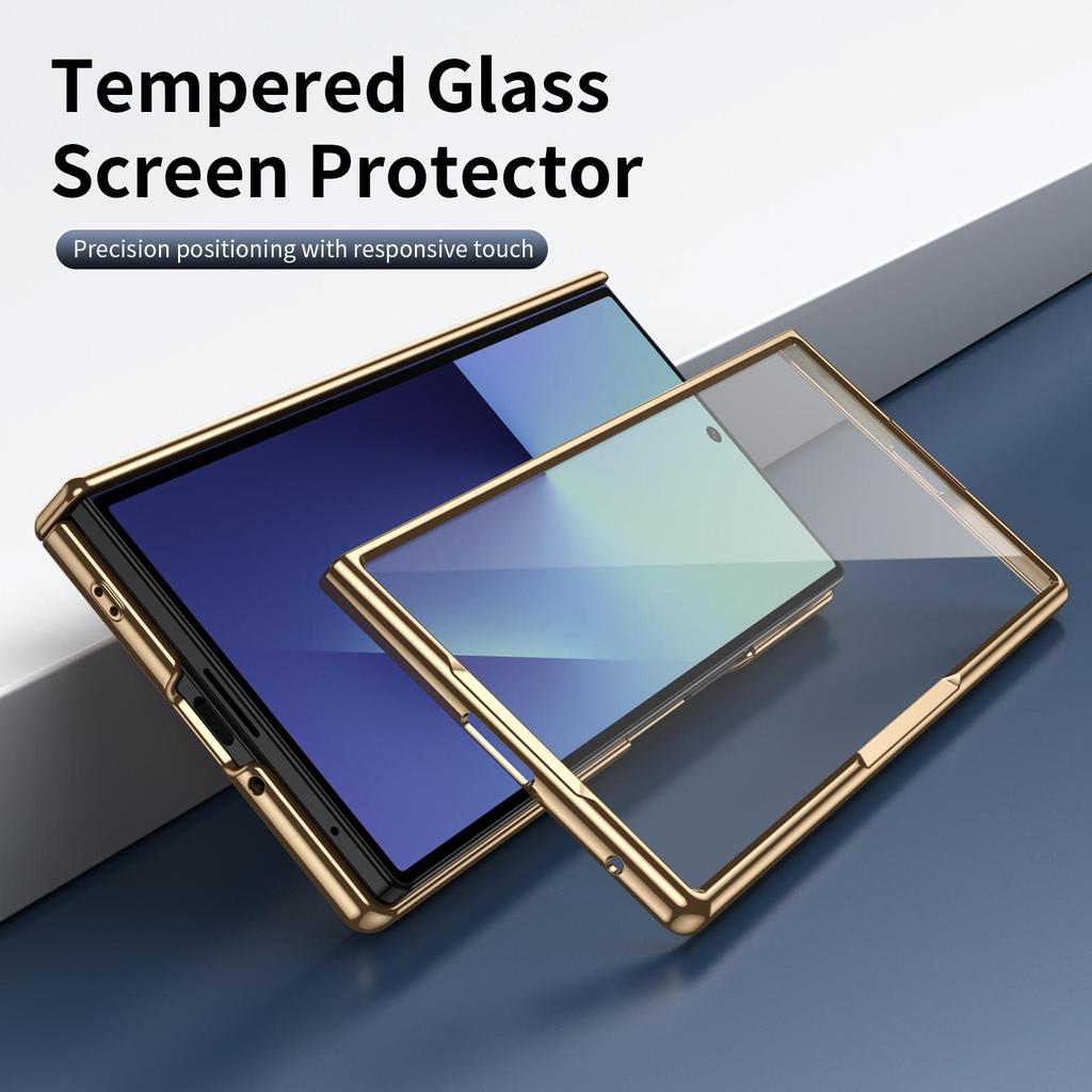 Чехол для Samsung Z Fold7: Складной, с гальваническим покрытием, узор «ромб», однотонная кожа, полное покрытие для Fold6/5, трансграничная совместимость.